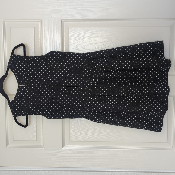 Joie black and white polka dot sleeveless drop waist mini dress - Picture 3 of 6